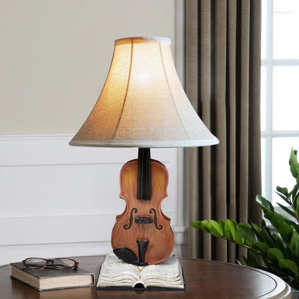 Lampes de table personnalité créative violon lampe chambre moderne minimaliste fille chambre d'enfants chaud romantique mode chevet