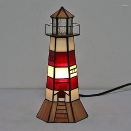 Tafellampen creatieve retro gebrandschilderd glazen toren licht knop type decoratieve armaturen el thuis bureaulamp verlichting kamer