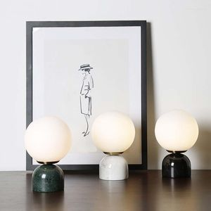 Tafellampen creatief klein marmeren lamp mat glazen bal bedmassaste thuisdecor bureau kantoor studeren leesverlichting armaturen