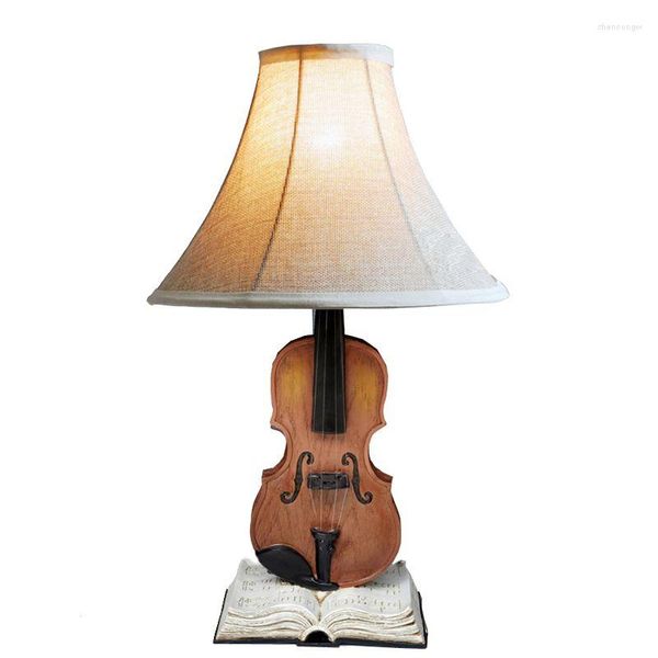 Lámparas de mesa, violín creativo, mesita de noche, lindas luces vintage para habitación de niños, lámpara decorativa para vivir