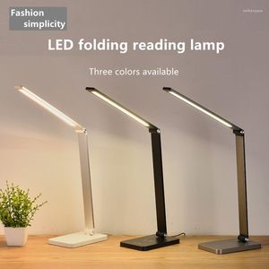 Lámparas de mesa creativas de carga inalámbrica lámpara de aluminio aleación plegable lectura dormitorio coste de noche