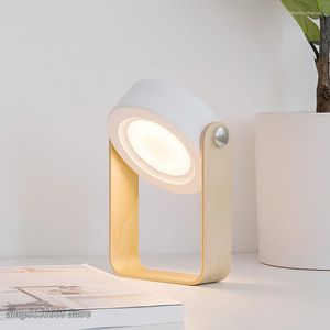 Lampes de table Poignée en bois créative Lampe de nuit pliable Lampe de lecture Lanterne portable pliante LED Chargement USB