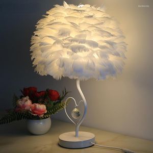 Lampes de table cristal plume lampe bureau de chevet romantique pour salon anniversaire saint valentin cadeau chambre veilleuse E27