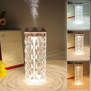 Lampes de table lampe cristalline Air humidificateur Couleur de nuit touche légère avec une atmosphère de brouillard brume cool