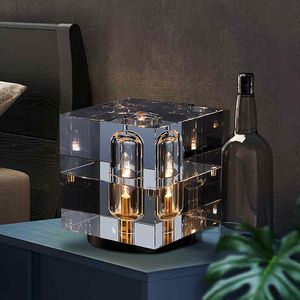 Lámparas de mesa, lámpara de cristal, luz Led de cobre, decoración de escritorio de lujo posmoderna para sala de estar, dormitorio, junto a la mesa de noche