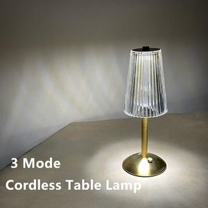 Lampes de table lampe en cristal moderne sans fil Rechargeable bureau Restaurant/el/Bar décor lumière tactile gradation chevet nuit LightTable