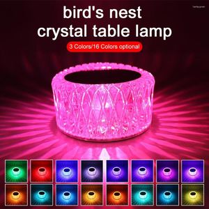 Lampes de table lampe en cristal Rose veilleuse RGB CCT LED 5V USB chambre romantique diamant atmosphère éclairage décor à la maison