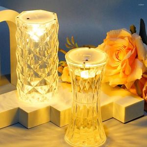 Tafellampen kristallen lamp zoete rozen atmosfeer licht batterij aangedreven bedavond voor huis el decoratie