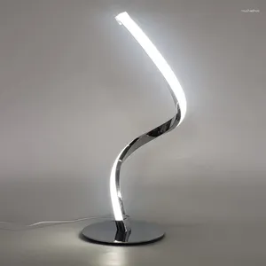 Lampes de table Courbe Design LED Bureau lampe en spirale Lumière DIMMable à distance de télécommande de salle de chevet blanc décor