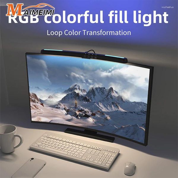 Lámparas de mesa Monitor de pantalla curva Barra de luz de la computadora portátil sin frecuencia de flash Atmósfera colorida Ambiente táctil Interruptor