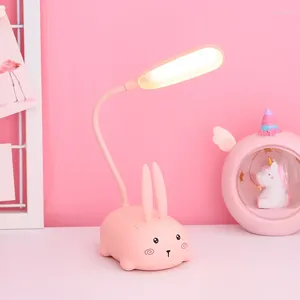 Tafellampen Schattige dieren LED-licht USB Opladen Nacht Kind Oogbescherming Creatieve Bureaulamp Desktop Ornament