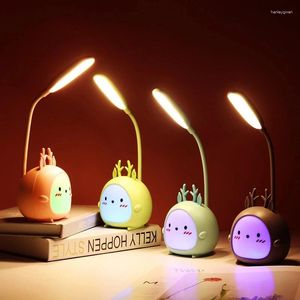 Tafellampen schattige cartoon bureaulamp oogbescherming energie-reddende lees USB opladen slapende nachtlicht led voor kinderen cadeau