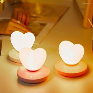 Tafellampen schattig nachtlampje voor kinderen oplaadbare siliconen hart lamp kamer decor draagbare kraangeschenken s22 22 dropship