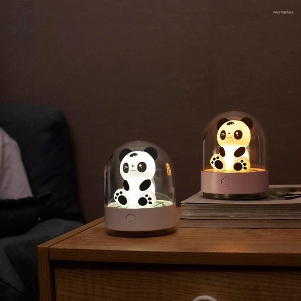 Lámparas de mesa Linda Panda Luz de noche Led RGB Color Lámpara cambiable Luces para niños Dormitorio Bebé Regalo para niños