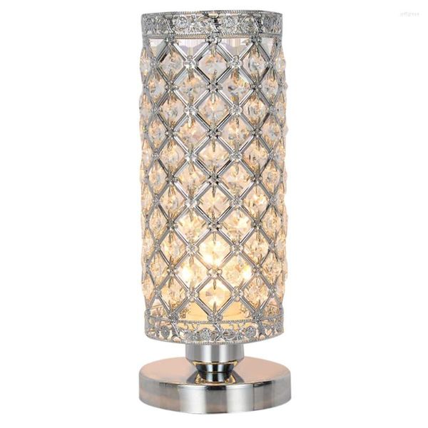 Lámparas de mesa, lámpara de diamante cilíndrica, luz de escritorio Led de cristal moderna para decoración de dormitorio, luces nocturnas Art Deco para sala de estar