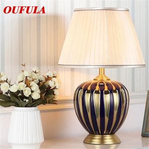 Tafellampen debby koper keramische bureau luxe moderne stof voor foyer woonkamer kantoor creatief bed el