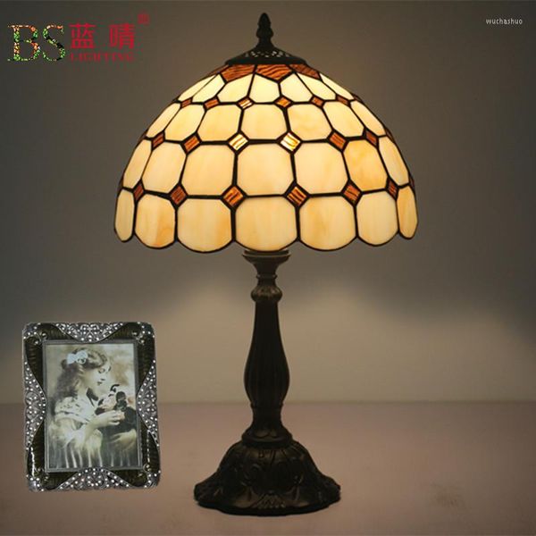 Lampes de table Deco Noel Rose Lamp Night Stand Kawaii Home Decor Bright Tiffany Stained Glass Iron