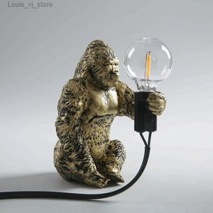 Tafellampen Design King Kong lamp Hars Dier Gorilla Tafellampen Mini Gorilla ornamenten Leuke LED-verlichting ambachtelijke Home Decor Armatuur YQ240316