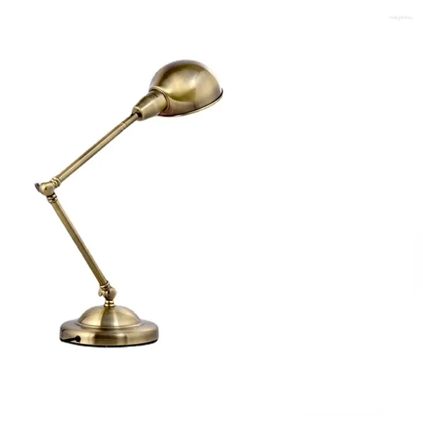 Lampes de table Lampe d'étude d'ordinateur de bureau Décoration de chambre à coucher Protection des yeux Bleu Bronze Lampe pliante en métal