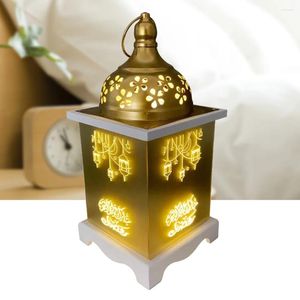Lampes de table Bureau Décoratif Lanterne Tempête Ramadan Mini En Bois Portable Lumière Accessoires De Fête