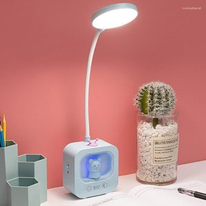 Lampes de table Lampe de bureau Bleu Rose USB Plug-in Deux usages Sept couleurs Durable LED Batterie au lithium Protection des yeux