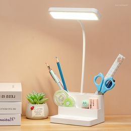 Lampes de table Lampe de bureau Porte-stylo LED Lampe de lecture Étude Veilleuses rechargeables Usb Chambre