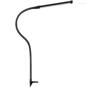 Lampes de table lampe de bureau lumières en plastique avec pince pour bureau à domicile 3 Modes 10 luminosité longue col de cygne flexible prise américaine