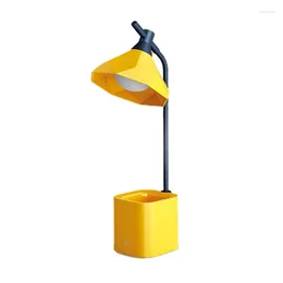 Lampes de bureau de lampes de table avec support de crayon LED rechargeable 3 niveaux de gradation Lumière de luminosité réglable pour les adolescents jaunes