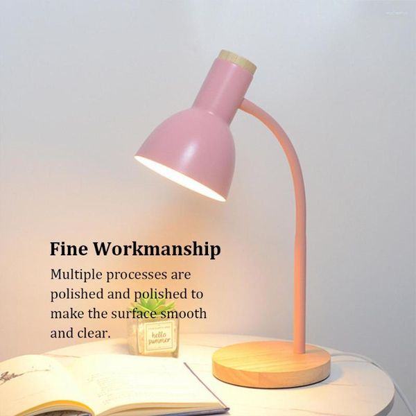 Lámparas de mesa, lámpara de lectura de escritorio, luz de manguera LED plegable enchufable, iluminación decorativa moderna Simple, decoraciones de electrodomésticos para dormitorio, rosa, 5W