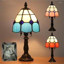 Lampes de table dia 16cm Méditerranéen Sea Tiffany Art Verre Lampe pour le foyer chambre Bar appartement de lecture de lecture H 32cm 1057