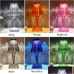 Lampes de table Diamant Lampe Cristal Décoration Bureau Chambre Chevet Bar Restaurant Luminaires LED Veilleuse Cadeau Drop Livraison Dhdpy