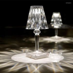 Lampes de table diamant lampe à LED USB Rechargeable acrylique décoration chambre chevet cristal bureau cadeau tactile interrupteur veilleuse