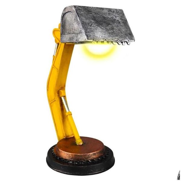 Lampes de table Digger Lampe de bureau Unique chariot élévateur LED Industrial Style Bedside Bedroom décor Excavator Model Retro Lighttable Lampactable D Dhyny