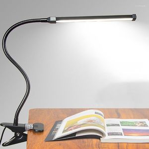 Lampes de table Dimmable LED Lampe de Bureau USB Cou Flexible Clip-On Bureau Lecture Livre Lumière Noir Réglable Home Office Decor