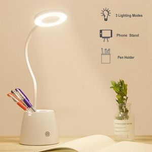 Tafellampen dimable licht flexibele aanraakregeling leeslampboek bureau bureau night usb oplaadbaar voor het bestuderen van het bedzijde