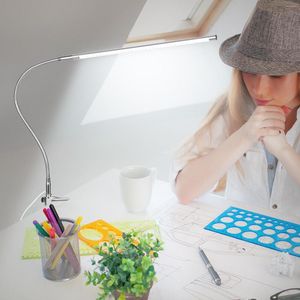 Lampes de table Dimmable USB Clip-on Lampe de Bureau Éclairage Blanc Toucher Contrôle LED Liseuse Flexible Pour Tête De Lit Établi