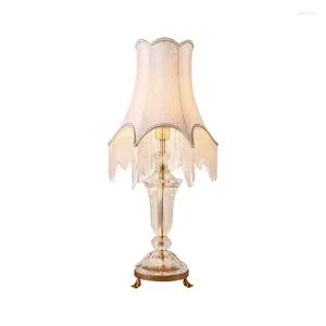 Tafellampen Dingfan Franse stijl stoffen lampenkap Koperen kristallantaarnst