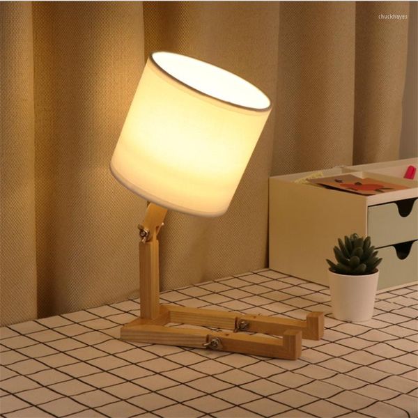 Lampes de table bricolage chevet pour chambre salon livre lampe de bureau lecture lumière LED moderne bois bois nordique étude lumières éclairage