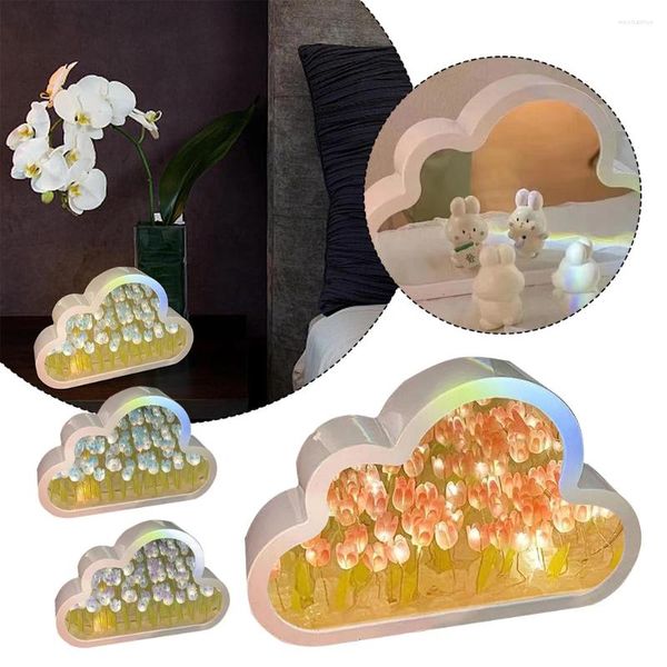 Lampes de table bricolage nuage tulipe LED veilleuse miroir chambre ornements décoration chevet cadeau fait main