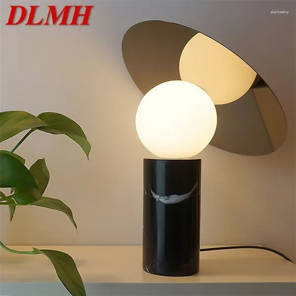 Lampes de table dlmh Office moderne Light Creative Design Simple Marble Desk Lamp LED décoratif pour le salon halto