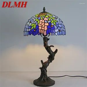 Tafellampen dlmh tiffany lamp modern creatief decoratief patroon figuur led licht voor thuis slaapkamer