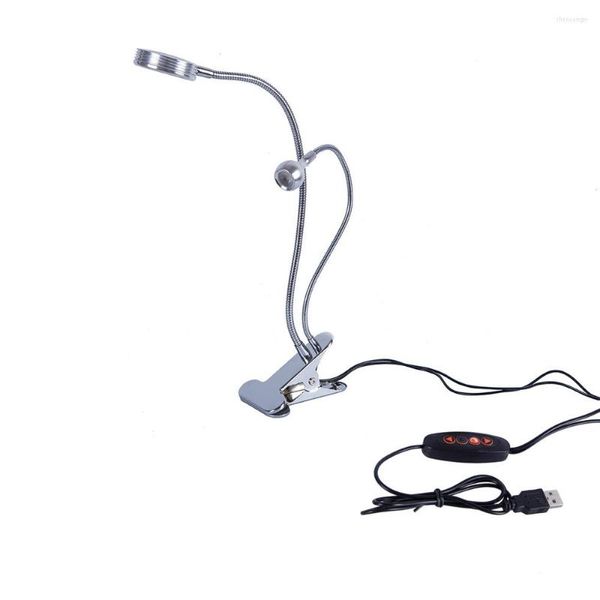 Lámparas de mesa La lámpara de escritorio LED con botón de doble cabeza puede elegir un clip o dos luces de lectura de libros y una abrazadera flexible