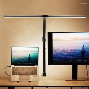 Lampes de table Double tête LED lampe de bureau télécommande bureau d'architecte 24W plus lumineux 5 modes de couleur protection des yeux variable