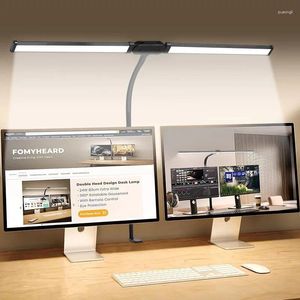 Lampes de table Double / Single Head LED Clip à distance de commande télécarricole Architecte de lampe de bureau à domicile 5 modes de couleur et dimmable