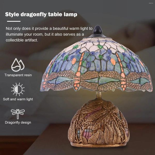 Lámparas de mesa estilo lámpara de lámpara de libélulas luces nocturna de arte regalos de arte para dormitorio