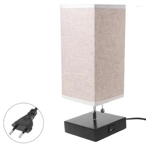 Tafellampen dropship base fabric schaduw bed lamp met USB -poort trek moderne des