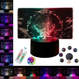 Lampes de table Double lampe de table Genshin Impact Anime veilleuse pour enfant chambre décor cadeau d'anniversaire deux tons lumière LED 16 couleurs télécommande YQ231006