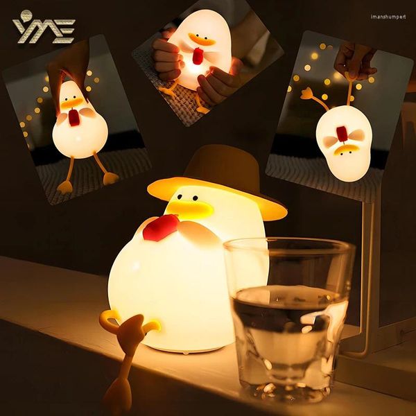 Lampes de table Duck Night Lights LED NIGHT LETURE RECHARGable CARTOON SILICONE LAMPE TATTING STAND