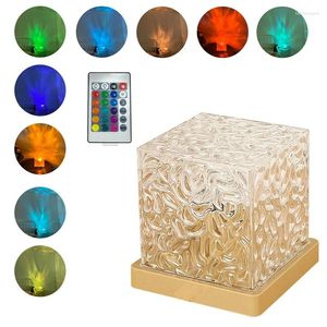 Lampes de table dynamique Rotation Water Ripple Projecteur Night Light 3W / 16 Colors Flame Crystal lampe pour le salon