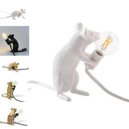 Lampes de table E12 Rat Lampe 110V 220V Souris Lumière Bureau Chambre À Côté Art Déco Résine Animal LED Avec US EU UK AU Plug2489